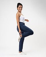 Mid Night Blue - Organic Cotton Straight Fit Pants For Women Mid Night Blue - Organic Cotton Straight Fit Pants For Women