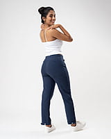Mid Night Blue - Organic Cotton Straight Fit Pants For Women Mid Night Blue - Organic Cotton Straight Fit Pants For Women