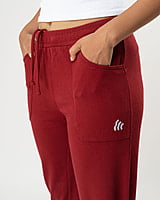 Red - Organic Cotton Straight Fit Pants For Women Red - Organic Cotton Straight Fit Pants For Women
